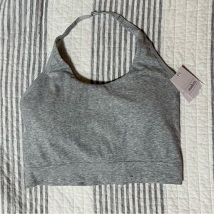 NWT Auden Light Gray Halter Top Sports Bra Bralette Tank